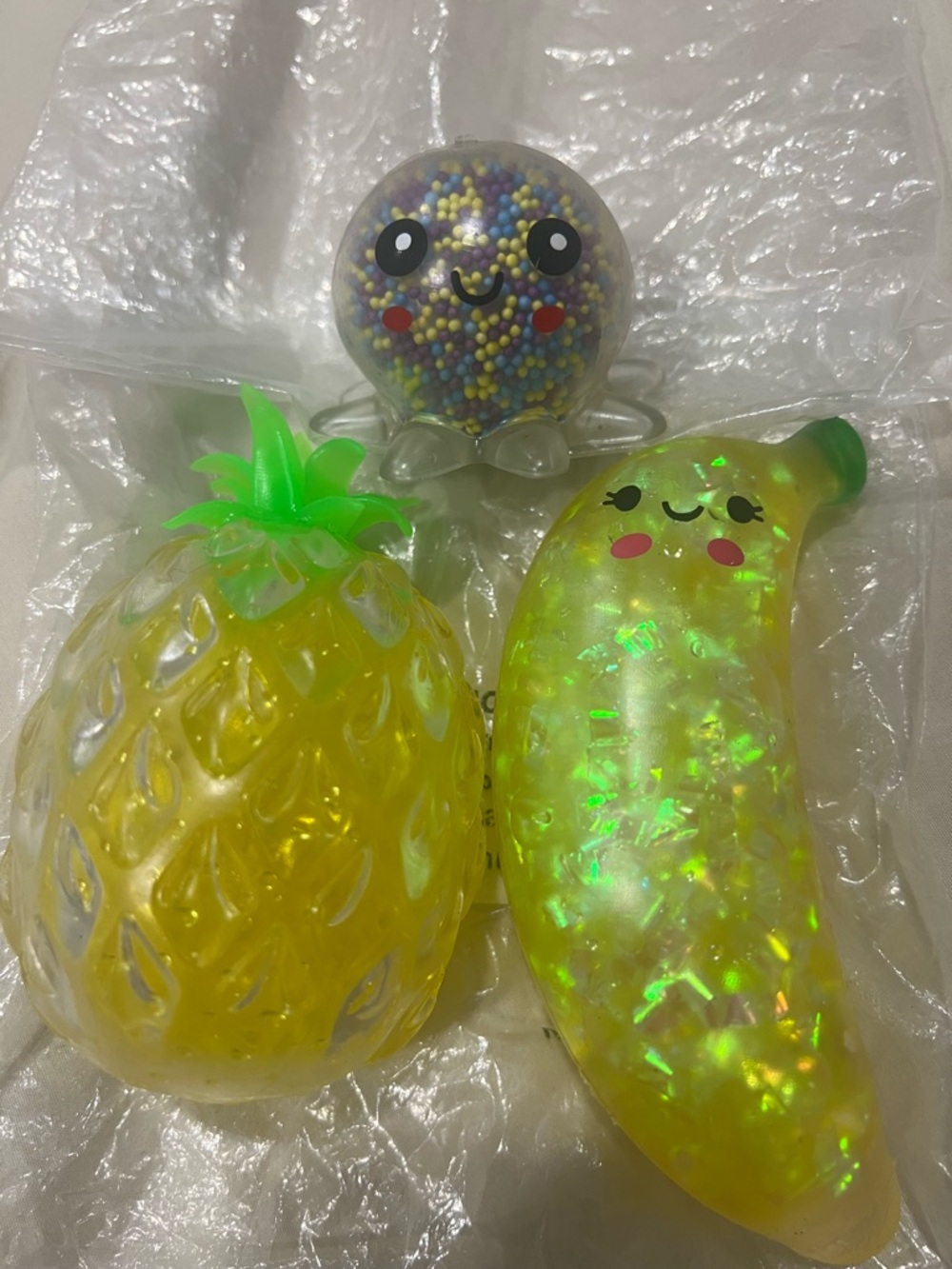 Pineapple, Banana & Octopus Squishy Stress Doh Toy Set